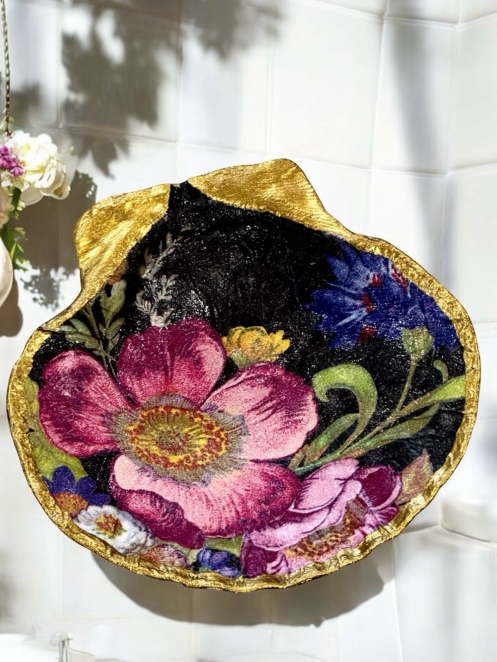 Flower Market Trinket Shell Dish Black